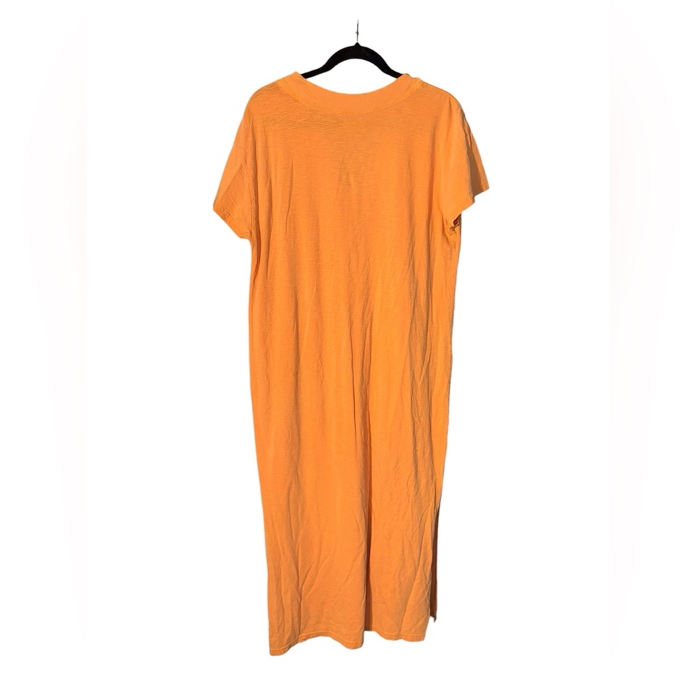 Aerie Tangerine Orange V-Neck Short Sleeve Midi Dress Size Large - Picture 3 of 4